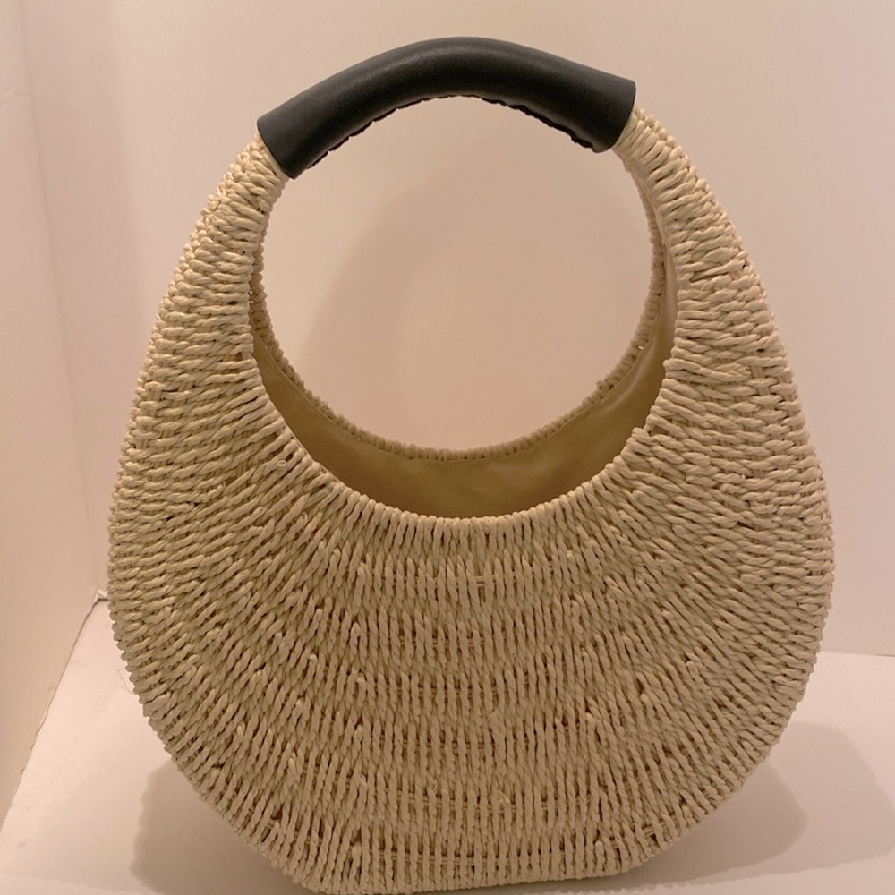 A New Day Straw half moon Rattan pocketbook